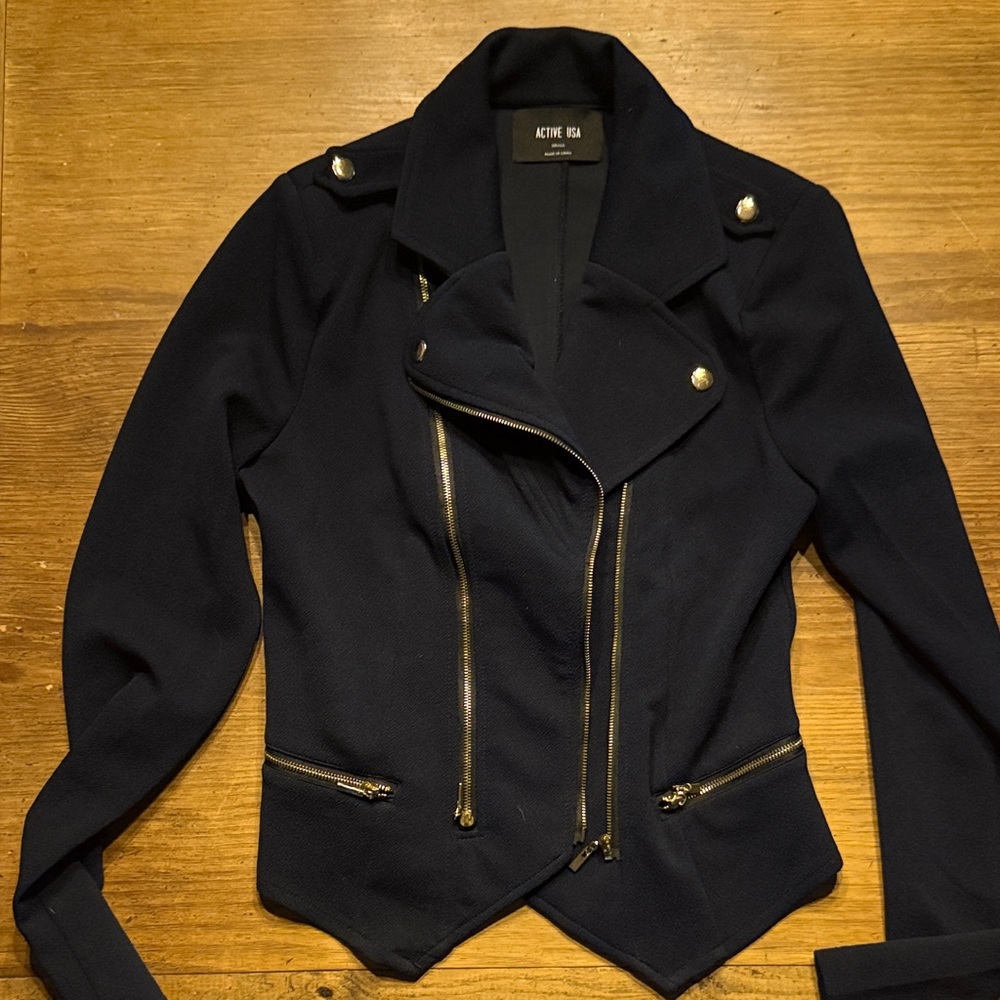 Active USA Women's Navy Blazer with Gold Accents